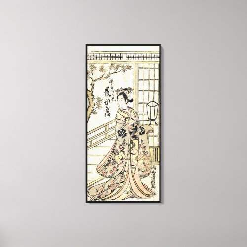 Cool japanese vintage ukiyo_e geisha lady scroll canvas print