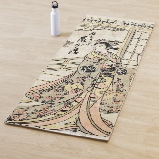 Cool japanese vintage ukiyo-e geisha lady scroll yoga mat