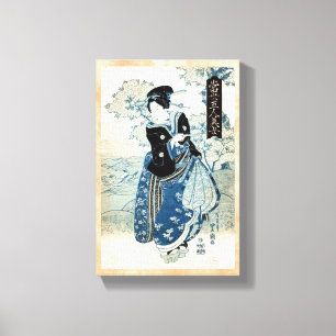 Cool japanese vintage ukiyo-e geisha lady woman canvas print