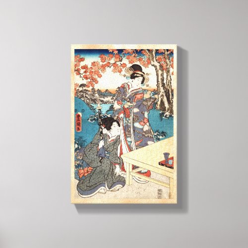 Cool japanese vintage ukiyo_e geisha old scroll canvas print