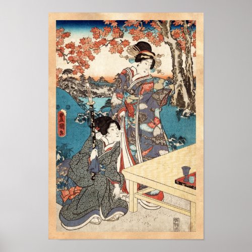 Cool japanese vintage ukiyo_e geisha old scroll poster