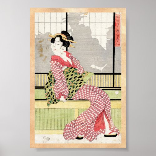 Cool japanese vintage ukiyo_e geisha scroll art poster