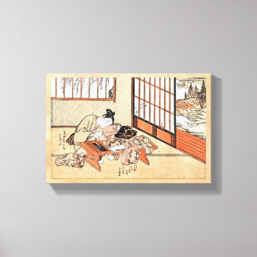 Cool japanese vintage ukiyo_e geisha scroll canvas print