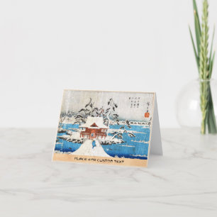 Cool japanese vintage ukiyo-e lake shrine snow holiday card