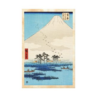 Cool japanese vintage ukiyo-e mountain Fuji view Canvas Print