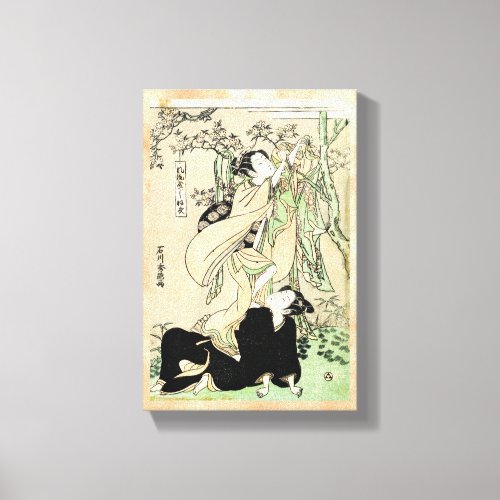 Cool japanese vintage ukiyo_e scroll two geishas canvas print