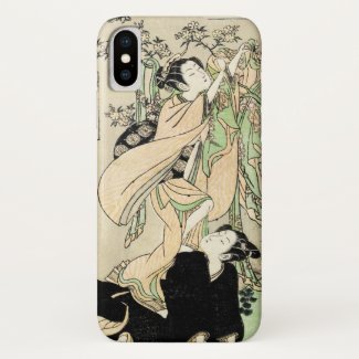 Cool japanese vintage ukiyo-e scroll two geishas iPhone x case