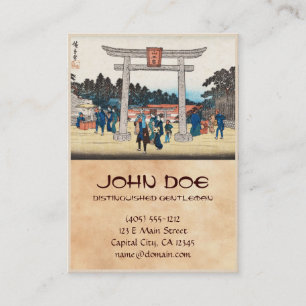 Cool japanese vintage ukiyo-e tori gate village business card