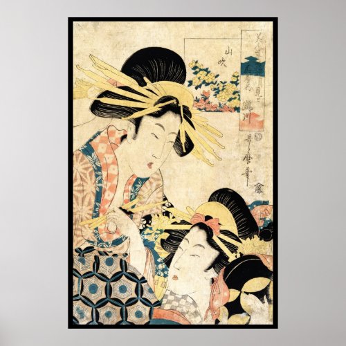 Cool japanese vintage ukiyo_e two geisha lady poster