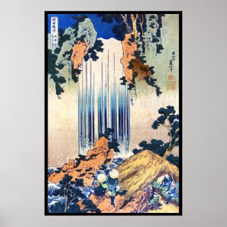 Cool japanese vintage ukiyo-e waterfall Hokusai Poster