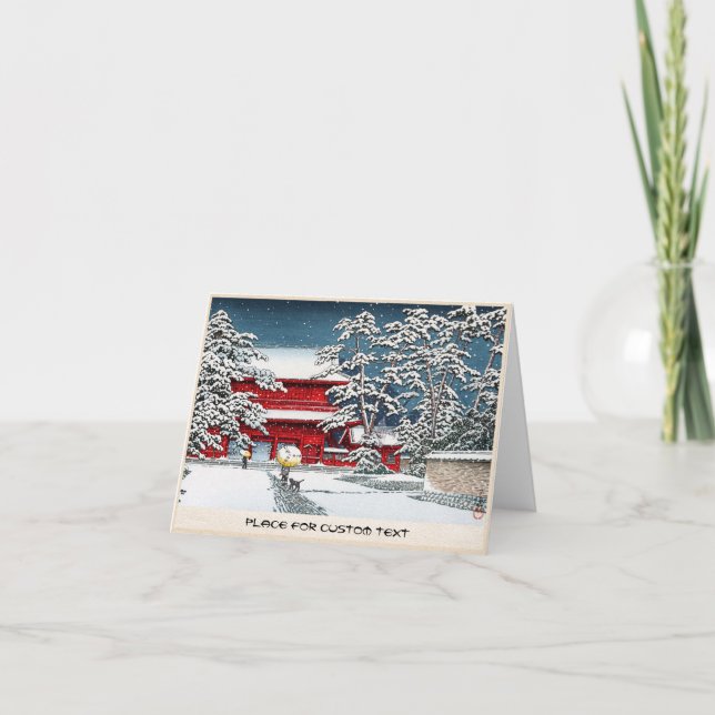 Cool japanese winter temple shrine kyoto scenery holiday card (Front)