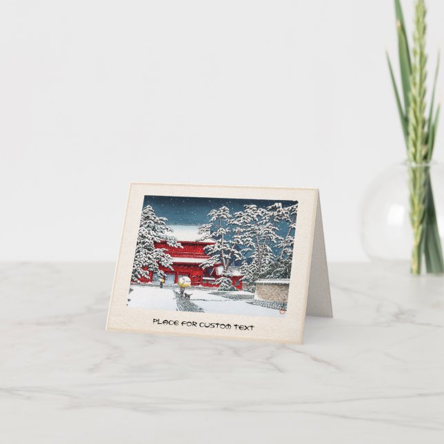 Cool japanese winter temple shrine kyoto scenery holiday card (Front)