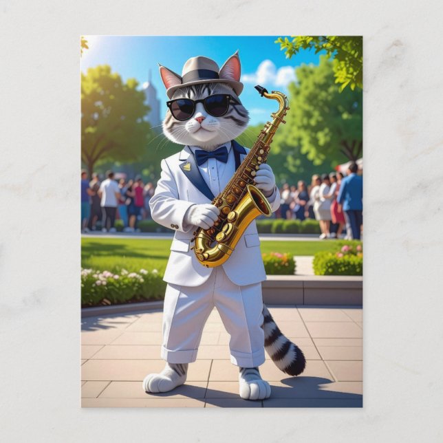 Cool Jazz Cat Postcard (Front)