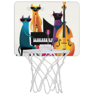 Cool Jazz Cats Musicians Band Mini Basketball Hoop