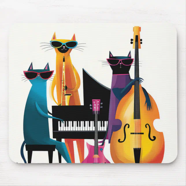 Cat Paddle Design Cool Jazz Cats Musicians Band Mouse Pad | Zazzle