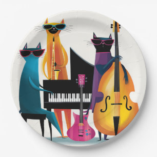 Cool Jazz Cats Musicians Band Paper Plates
