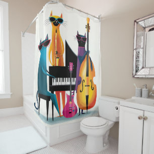 Cool Jazz Cats Musicians Band Shower Curtain