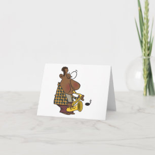 Cool Jazz Man Playing Saxophone Letterpress Thank You Card