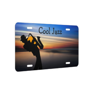Cool Jazz Music Theme Tropical Sunset License Plate