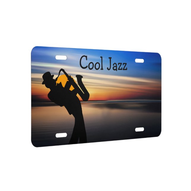 Cool Jazz Music Theme Tropical Sunset License Plate (Right)