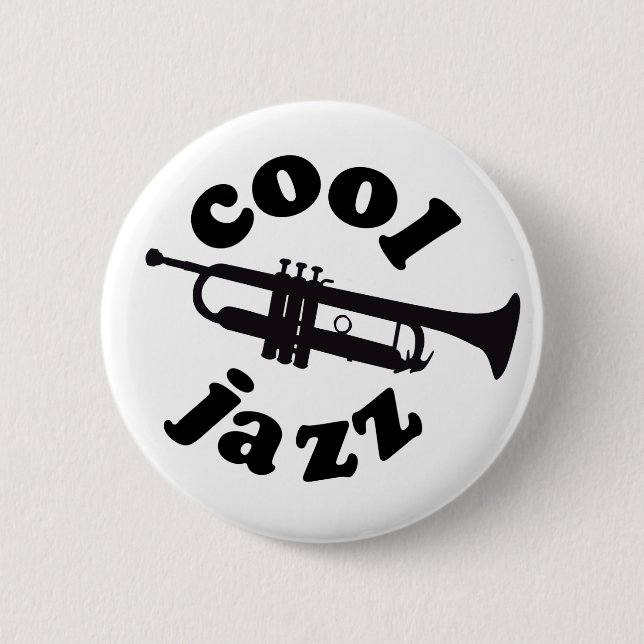 cool jazz print silhouette trumpet pinback button (Front)