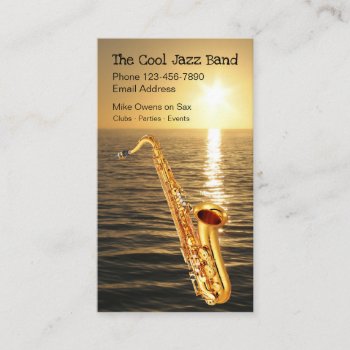 Cool Jazz Sunset Saxophone Theme Business Card by Luckyturtle at Zazzle