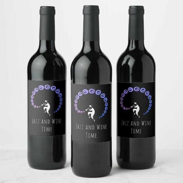 Cool Jazz Trumpet Musician Blue Lilac Wine Label (Bottles)