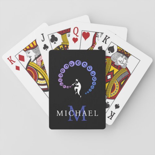 Cool Jazz Trumpet Musician Monogram Blue Lilac Playing Cards
