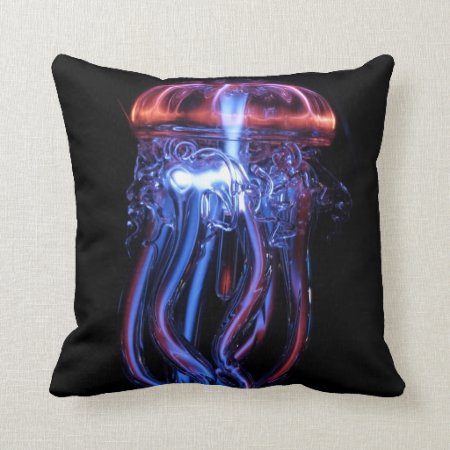 Cool Jellyfish Luminous Light Phenomenon Throw Pillow