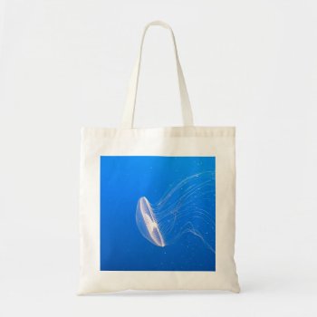 Cool Jellyfish Tentacles Bright Blue Water Tote Bag by beachcafe at Zazzle