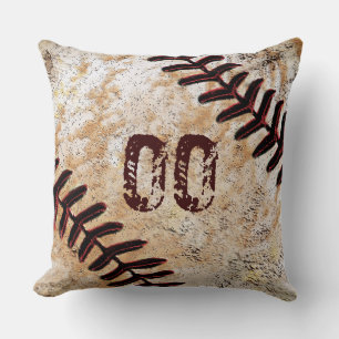 Cool Jersey Number or Monogram Baseball Pillow