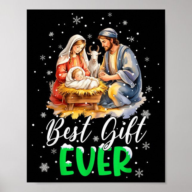 Cool Jesus Nativity Scene Christian Best Ever Chri Poster (Front)