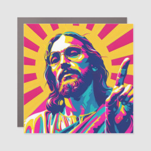 Cool Jesus Pop Art Car Magnet