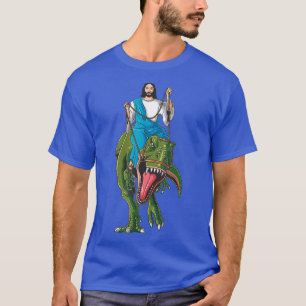 Cool Jesus Riding Dinosaur Funny Christian Dino T-Shirt