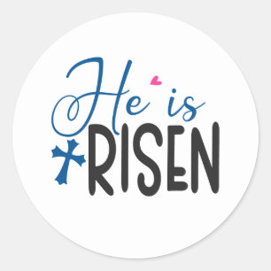 Cool Jesus Risen word art Easter Classic Round Sticker