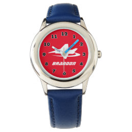 Cool jet fighter kid&#39;s watch with custom boys name