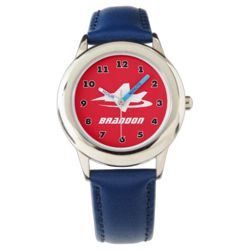 Cool jet fighter kids watch with custom boys name
