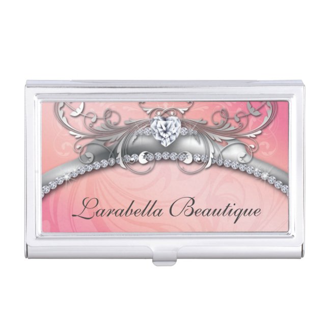 Cool Jewelry Heart Tiara Princess Crown Case For Business Cards (Front)
