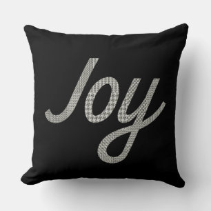 Cool Joy Houndstooth Pattern On Black Throw Pillow