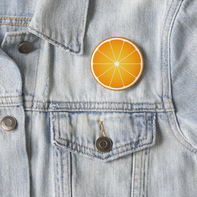 Cool Juicy Orange fruit slice Summer Pinback Button (In Situ)