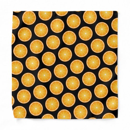 Cool Juicy Orange fruit slices pattern on black Bandana