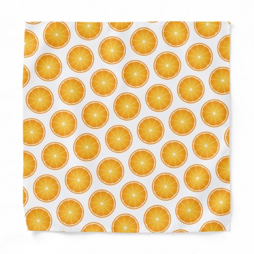 Cool Juicy Orange fruit slices pattern white Bandana