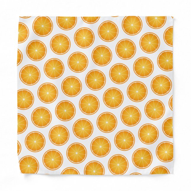 Cool Juicy Orange fruit slices pattern white Bandana (Front)