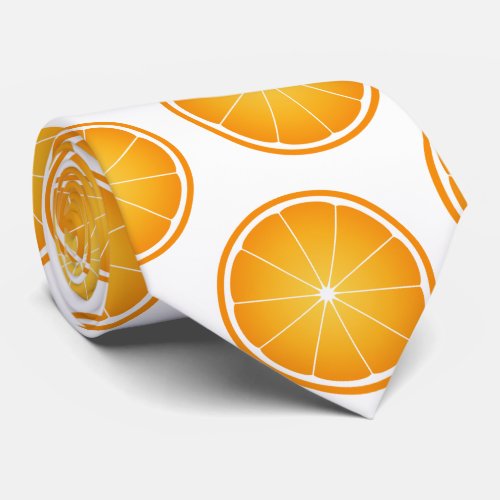 Cool Juicy Orange fruit slices pattern white Neck Tie
