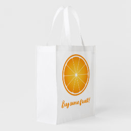 Cool Juicy Orange slice Buy some fruit Custom text Grocery Bag