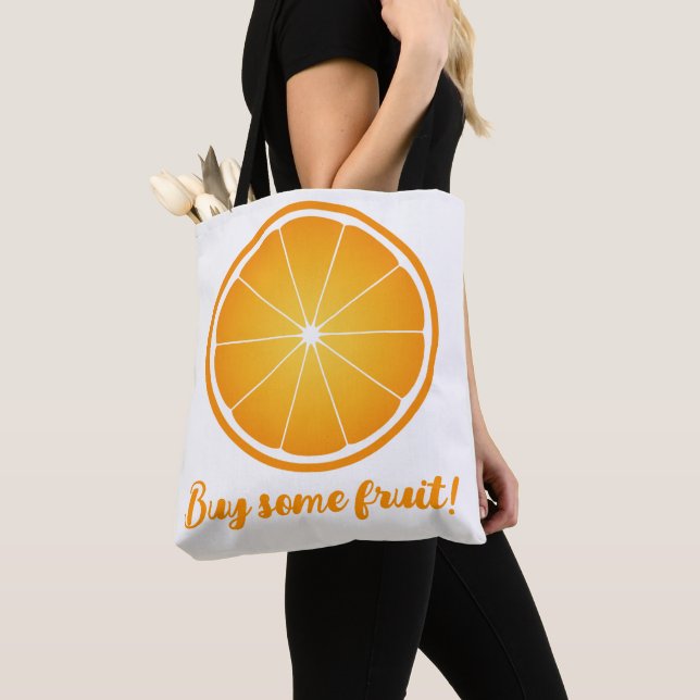 Cool Juicy Orange slice Buy some fruit shopping Tote Bag (Close Up)