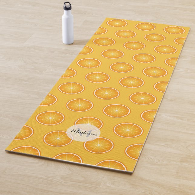 Cool Juicy Orange slices pattern Monogram Yoga Mat (In Situ)