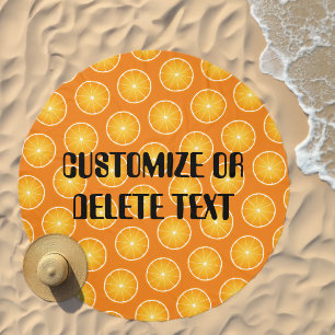 Cool Juicy Orange yellow fruit slices Custom text Beach Towel