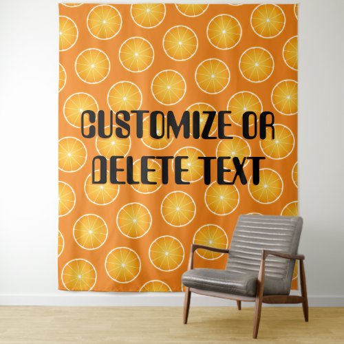 Cool Juicy Orange yellow fruit slices Custom text Tapestry