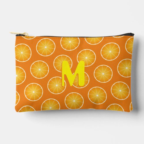 Cool Juicy Orange yellow fruit slices Monogram Accessory Pouch